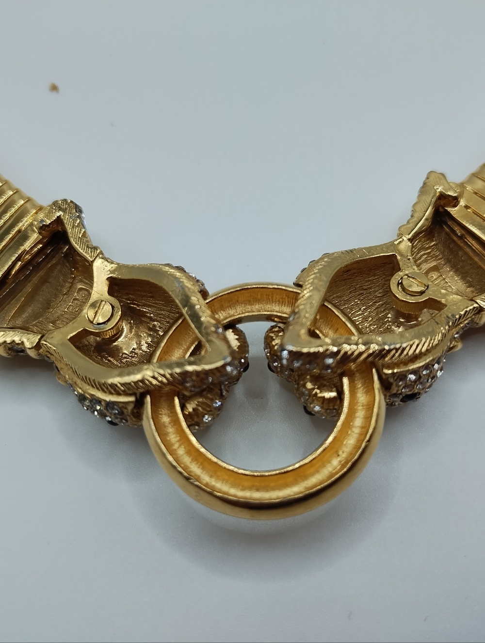 Vintage Ciner Double Panther Omega Necklace With The Rarest Blue Eyes - Picture 8 of 9
